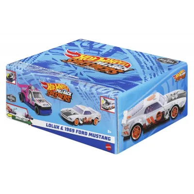 HOT WHEELS SET 2 MASINUTE METALICE PULL BACK LOLUX ȘI 1969 FORD MUSTANG 1:43