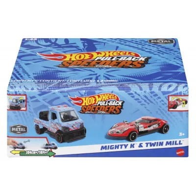 HOT WHEELS SET 2 MASINUTE METALICE PULL BACK MIGHTY K ȘI TWIN MILL 1:43
