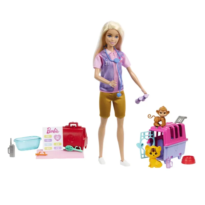 BARBIE YOU CAN BE SET PAPUSA CU DOUA ANIMALUTE DIN JUNGLA