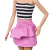 BARBIE PAPUSA BARBIE FASHIONISTA BLONDA CU PARUL PRINS IN COADA ȘI FUSTA ROZ
