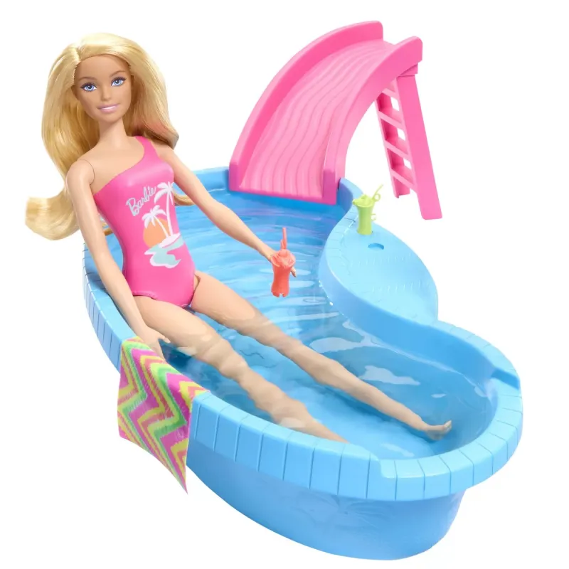 BARBIE SET PAPUSA BARBIE BLONDA ȘI PISCINA