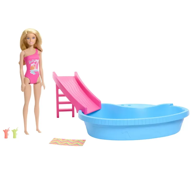 BARBIE SET PAPUSA BARBIE BLONDA ȘI PISCINA