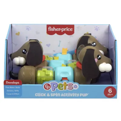 FISHER PRICE JUCĂRIE CĂȚELUS DE ACTIVITATE PENTRU BEBELUSI CLICK AND SPIN