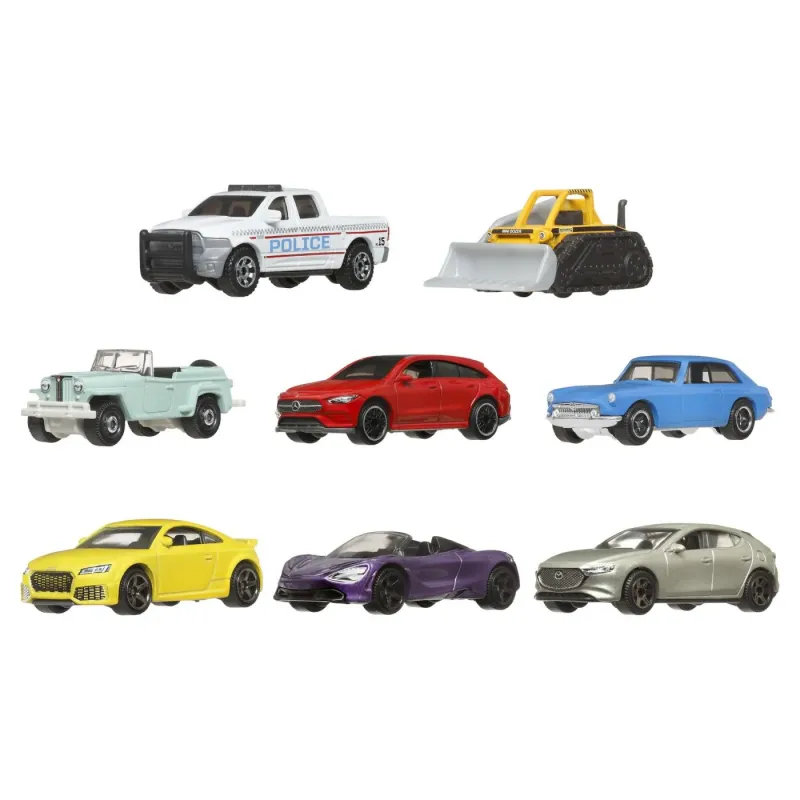 MATCHBOX SET 8 MASINUTE METALICE EXCLUSIV CAMIONETA POLITIEI SCARA 1 LA 64