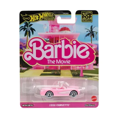 HOT WHEELS POP CULTURE BARBIE THE MOVIE MAȘINUȚĂ METALICĂ 1956 CORVETTE SCARA 1:64