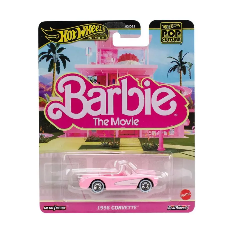 HOT WHEELS POP CULTURE BARBIE THE MOVIE MAȘINUȚĂ METALICĂ 1956 CORVETTE SCARA 1:64