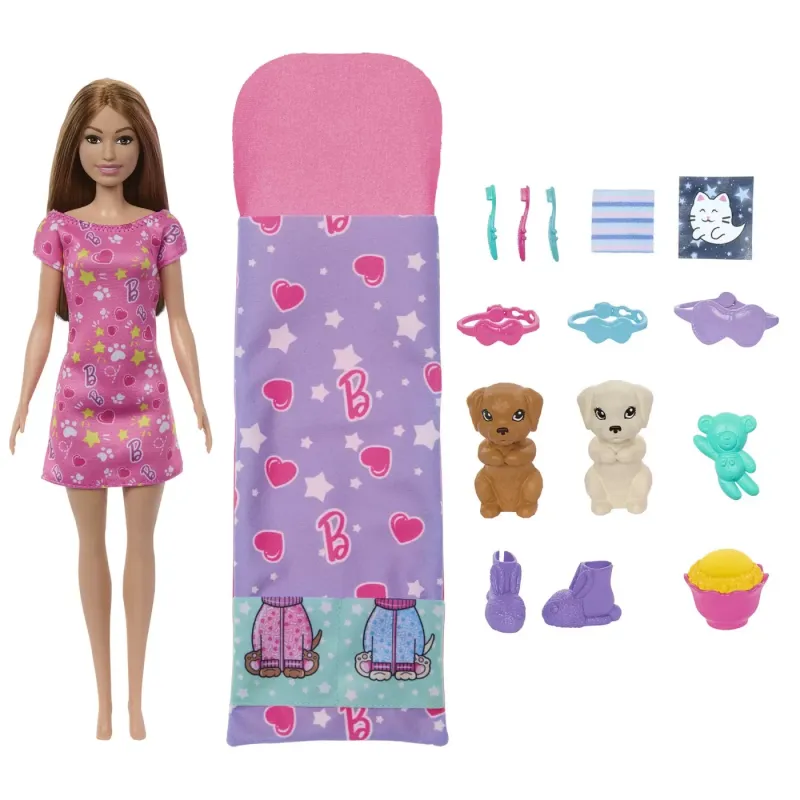 BARBIE PAPUSA BARBIE FAMILY SET PETRECERE CU 2 CĂȚELUSI COLOR CHANGE