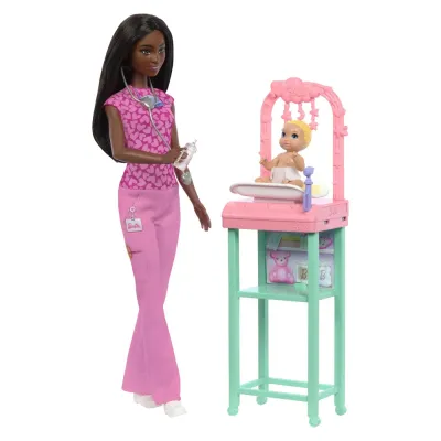 BARBIE SET DE JOACĂ PAPUSA BARBIE BRUNETA FACE CARIERA PEDIATRU