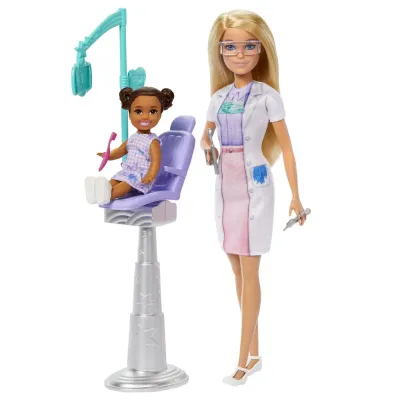 BARBIE SET DE JOACĂ PAPUSA BARBIE BLONDA FACE CARIERA STOMATOLOG
