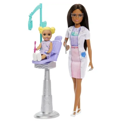 BARBIE SET DE JOACĂ PAPUSA BARBIE BRUNETA FACE CARIERA STOMATOLOG