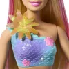 BARBIE PAPUSA SIRENA FLOARE MAGICA CU PAR BLOND ȘI COADA ALBASTRA