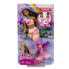 BARBIE PAPUSA SIRENA FLOAREA MAGICA CU PAR BRUNET ȘI COADA ROZ