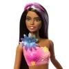 BARBIE PAPUSA SIRENA FLOAREA MAGICA CU PAR BRUNET ȘI COADA ROZ