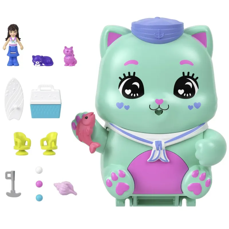 POLLY POCKET SET GENTUȚĂ ANIMALUT PISICUTA MARINAR CU ACCESORII