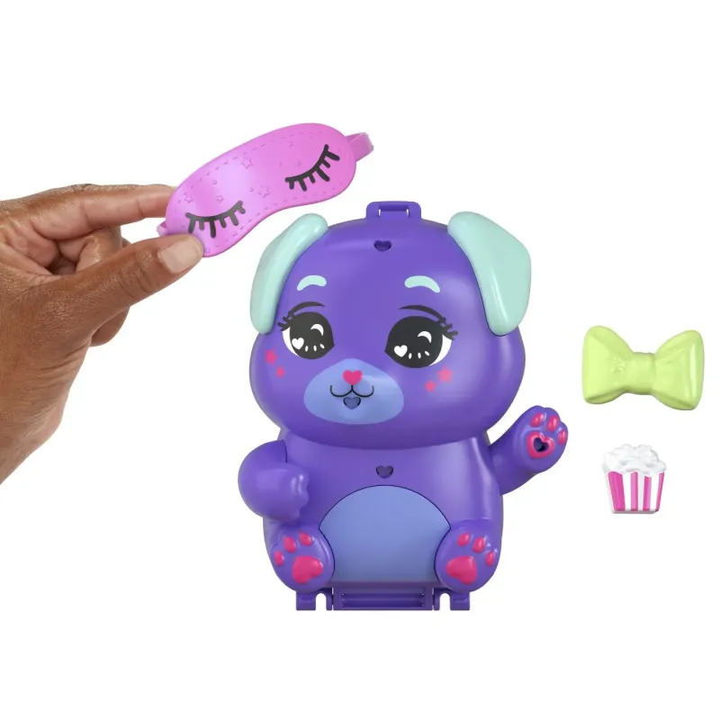 POLLY POCKET SET GENTUȚĂ ANIMALUT CĂȚELUS IN PIJAMA CU ACCESORII