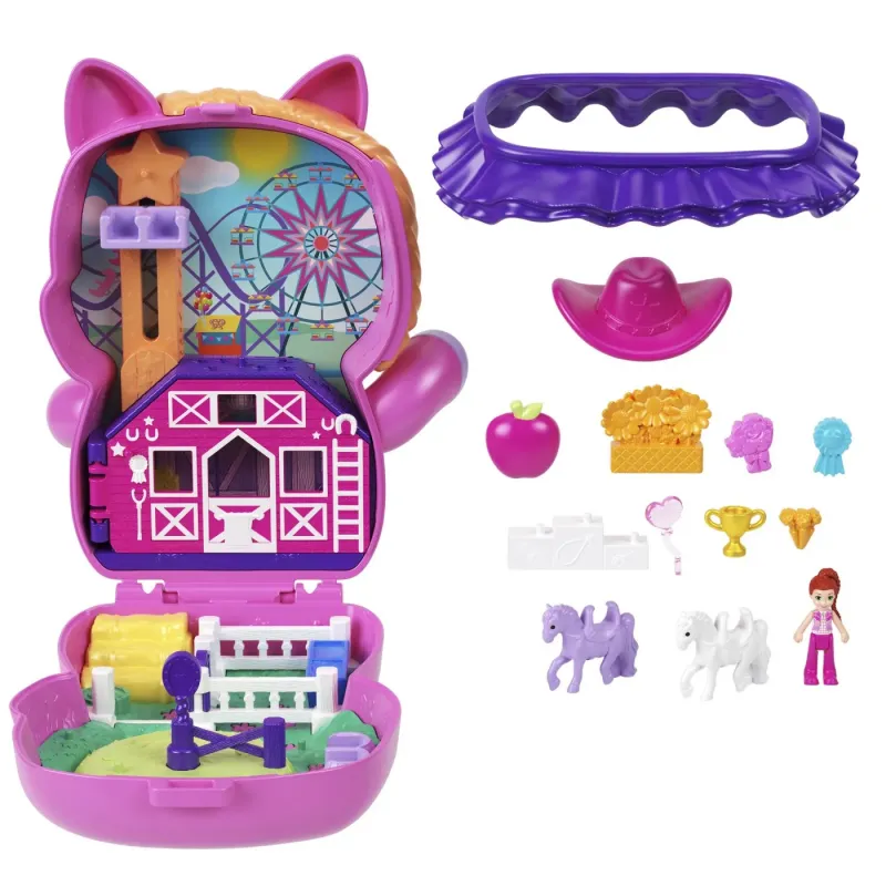POLLY POCKET SET GENTUȚĂ ANIMALUT PONEI LA RODEO CU ACCESORII