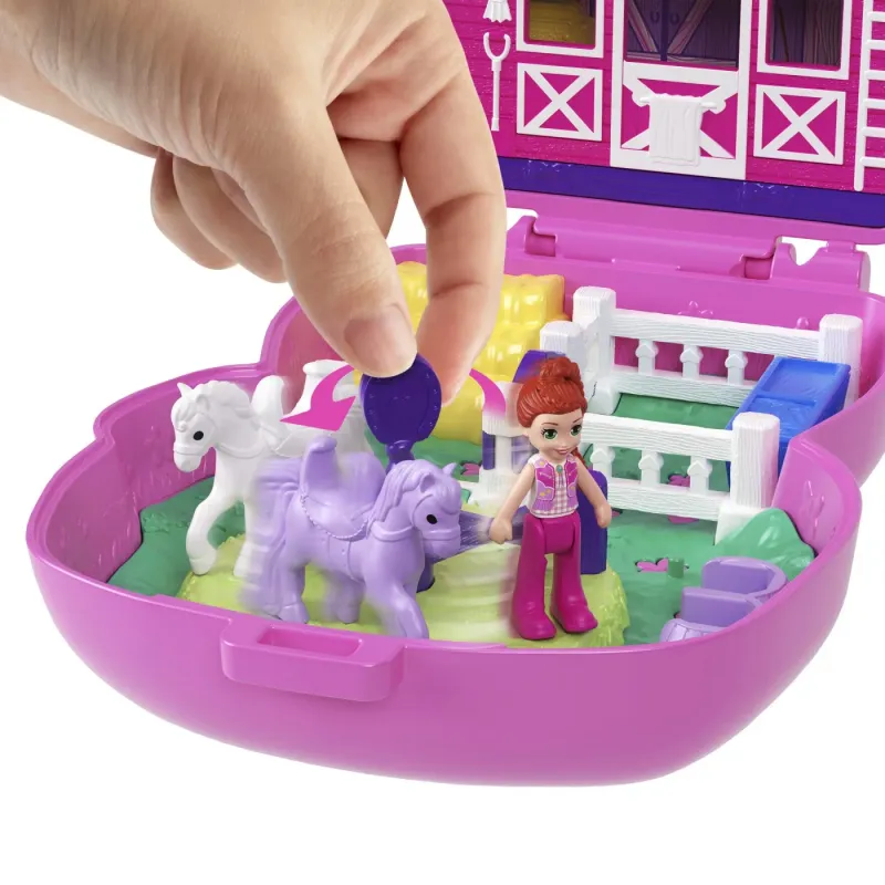 POLLY POCKET SET GENTUȚĂ ANIMALUT PONEI LA RODEO CU ACCESORII