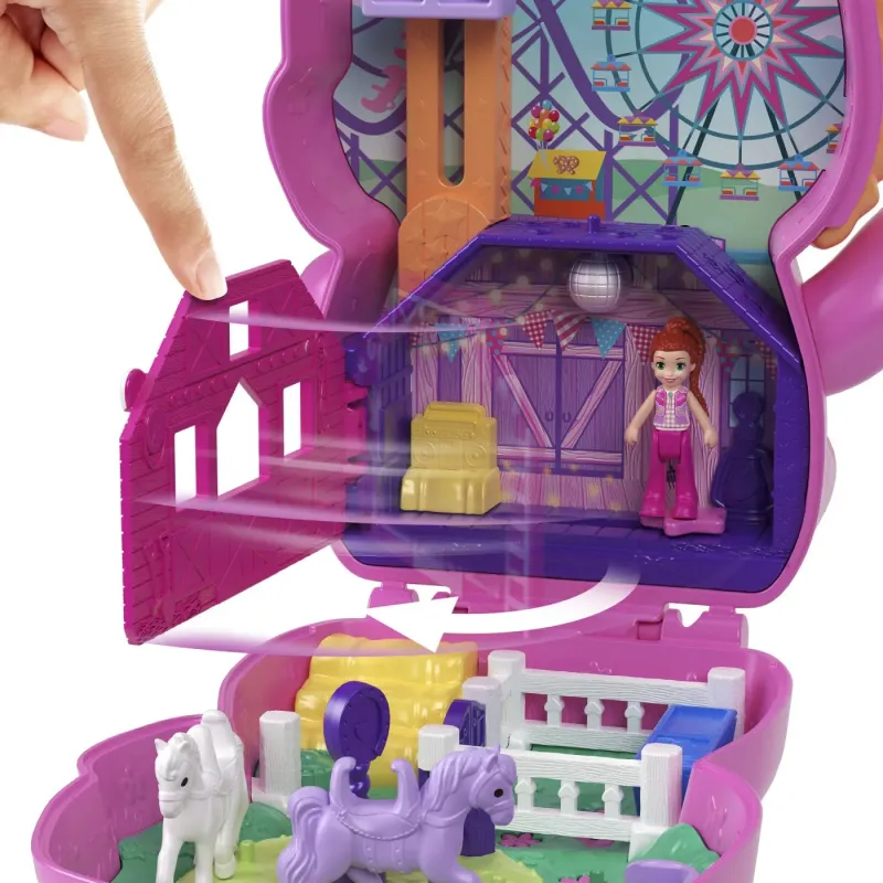 POLLY POCKET SET GENTUȚĂ ANIMALUT PONEI LA RODEO CU ACCESORII