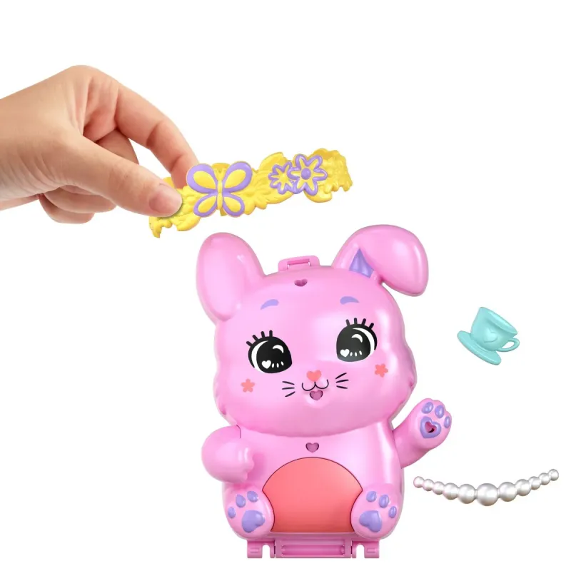 POLLY POCKET SET GENTUȚĂ ANIMALUT IEPURAȘ LA PETRCERE CU ACCESORII