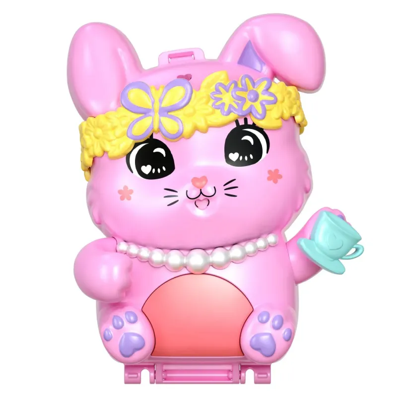 POLLY POCKET SET GENTUȚĂ ANIMALUT IEPURAȘ LA PETRCERE CU ACCESORII