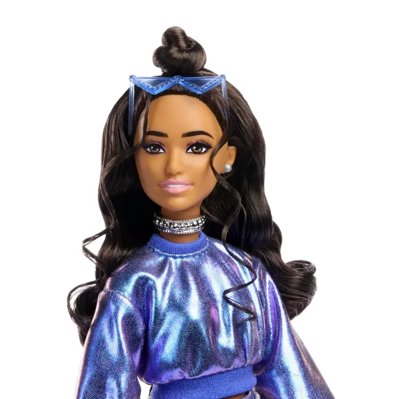 BARBIE DELUXE STYLE PAPUSA BARBIE ROCHIE ALBASTRU METALIZAT