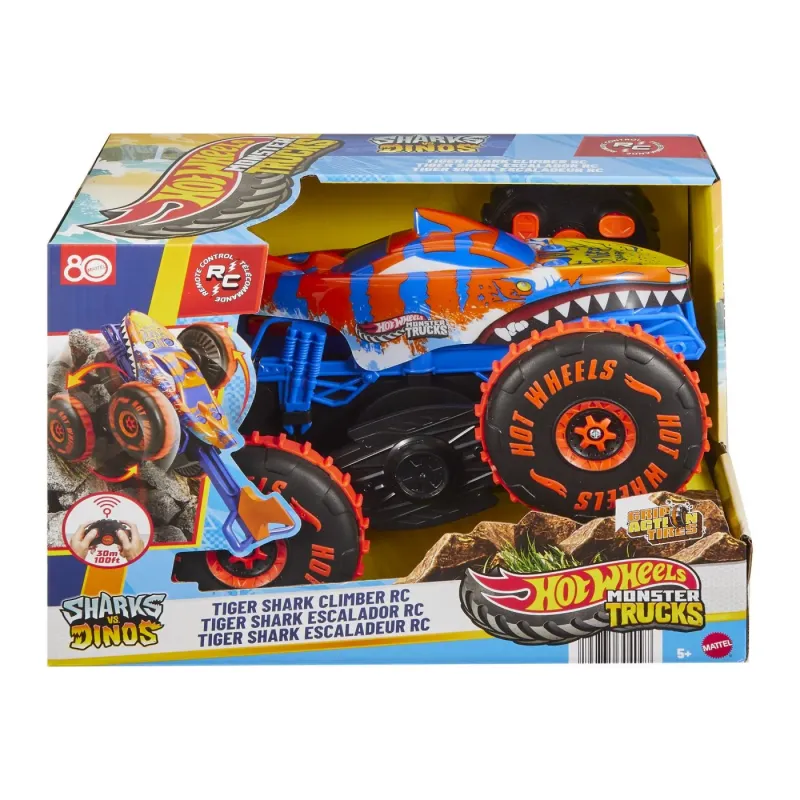 HOT WHEELS MONSTER TRUCK SHARKS VS DINOS MAȘINĂ CU TELECOMANDĂ TIGER SHARK CLIMBER