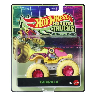 HOT WHEELS MONSTER TRUCK GLOW IN THE DARK MAȘINUȚĂ BASHZILLA SCARA 1 LA 64