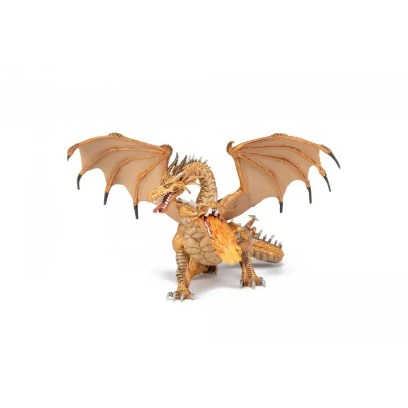 PAPO FIGURINĂ DRAGON CU DOUA CAPETE AURIU