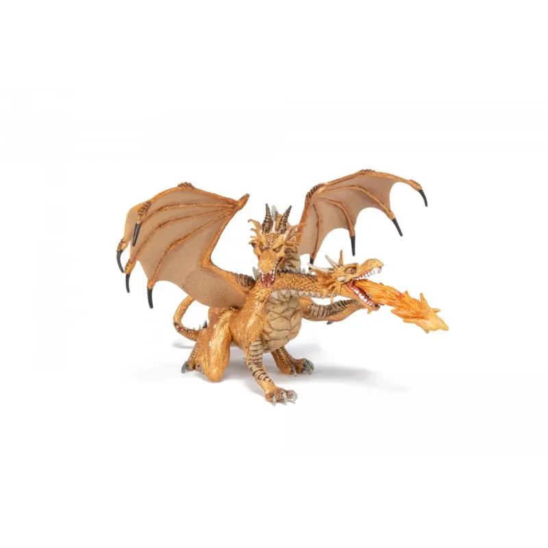 PAPO FIGURINĂ DRAGON CU DOUA CAPETE AURIU
