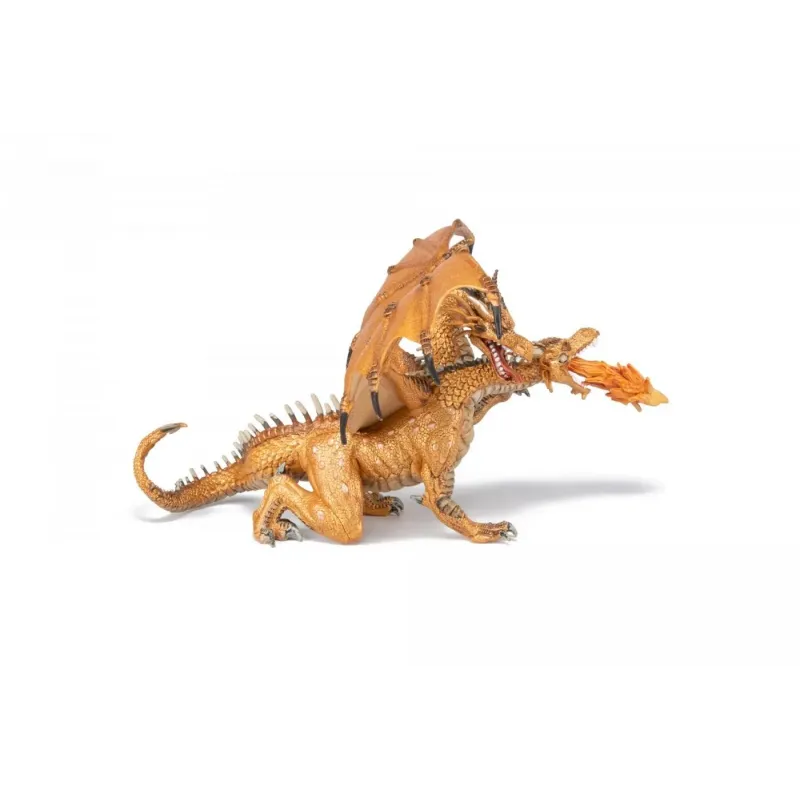 PAPO FIGURINĂ DRAGON CU DOUA CAPETE AURIU