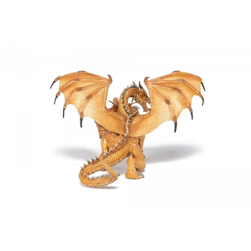 PAPO FIGURINĂ DRAGON CU DOUA CAPETE AURIU