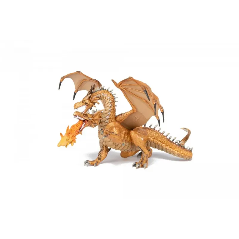 PAPO FIGURINĂ DRAGON CU DOUA CAPETE AURIU