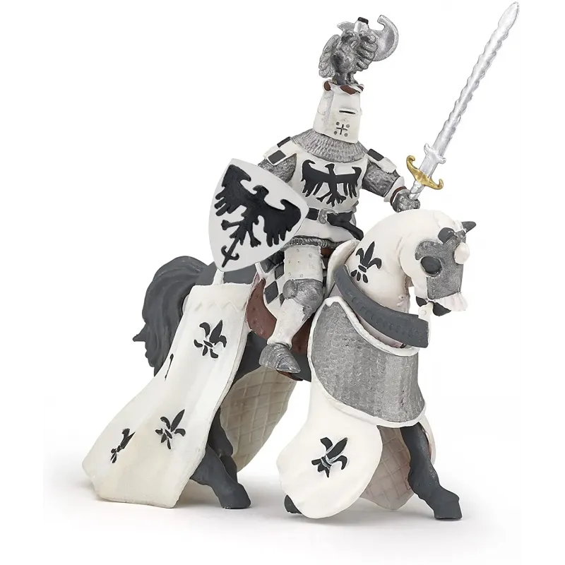 PAPO FIGURINĂ CAVALER CU PENE ALB