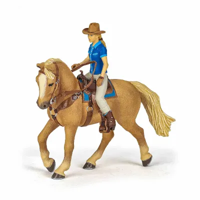 PAPO FIGURINĂ SET COWGIRL (VACARITA) PE CAL USA
