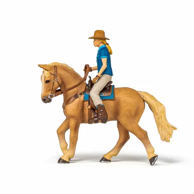 PAPO FIGURINĂ SET COWGIRL (VACARITA) PE CAL USA