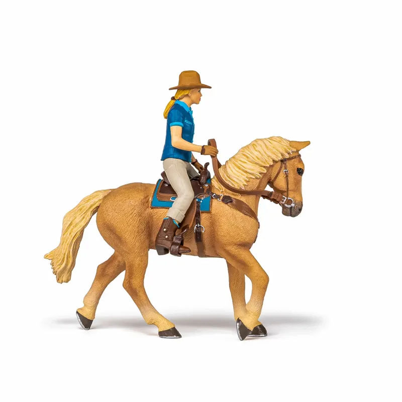 PAPO FIGURINĂ SET COWGIRL (VACARITA) PE CAL USA