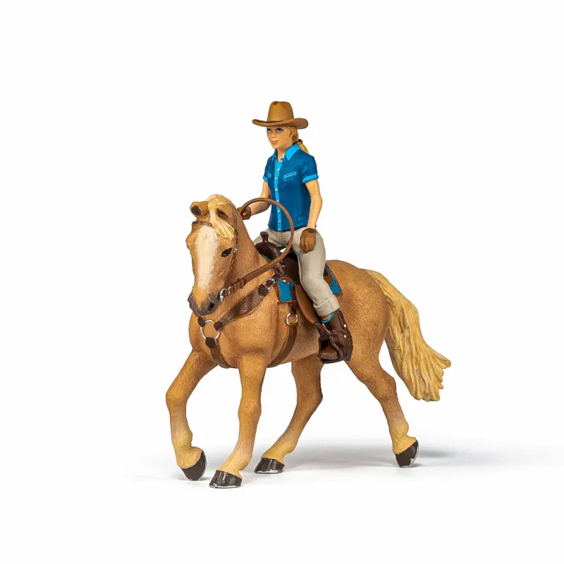 PAPO FIGURINĂ SET COWGIRL (VACARITA) PE CAL USA