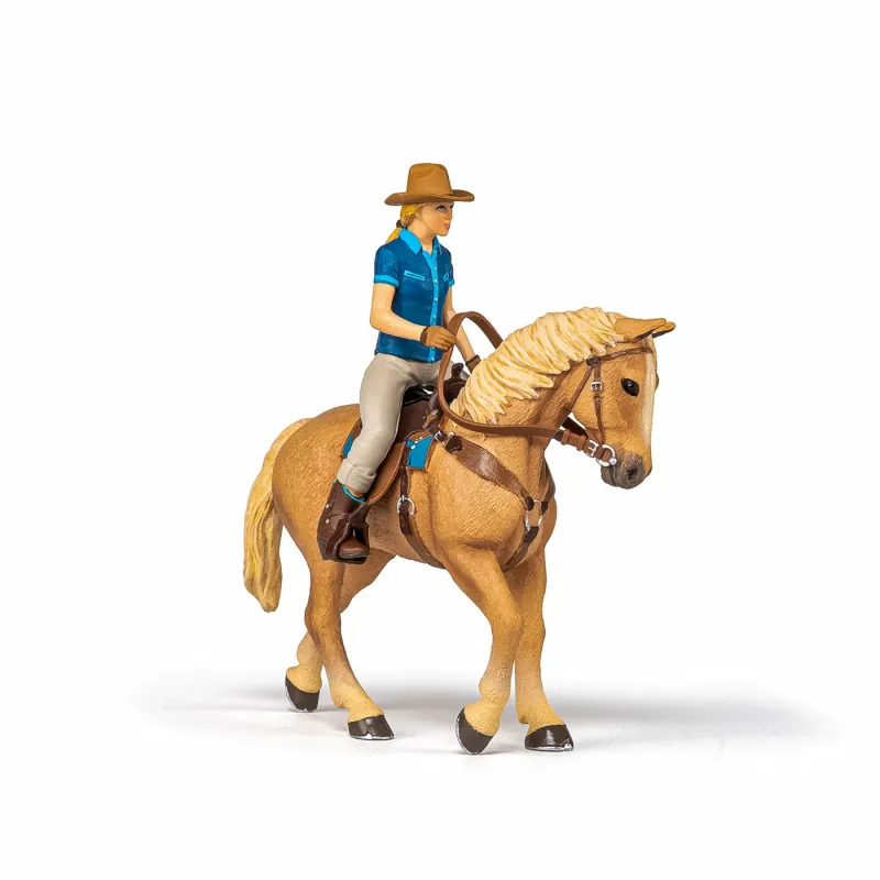 PAPO FIGURINĂ SET COWGIRL (VACARITA) PE CAL USA