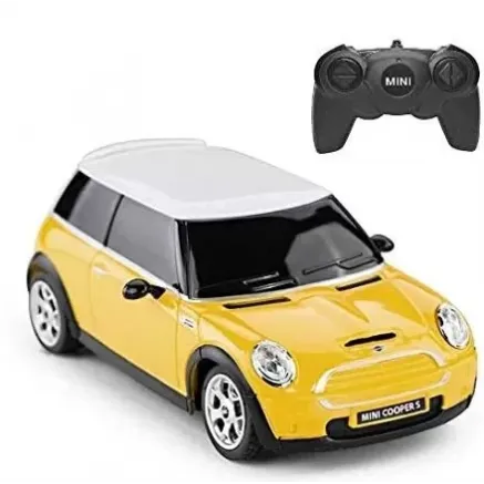 MAȘINĂ CU TELECOMANDĂ MINI COOPER GALBENA CU SCARA 1 LA 24