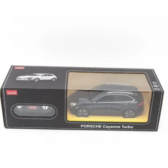 MAȘINĂ CU TELECOMANDĂ PORSCHE CAYENNE TURBO NEGRU CU SCARA 1 LA 24