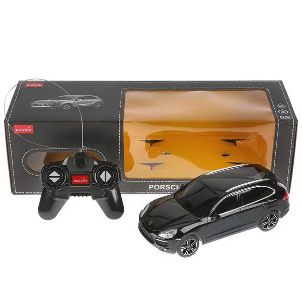 MAȘINĂ CU TELECOMANDĂ PORSCHE CAYENNE TURBO NEGRU CU SCARA 1 LA 24
