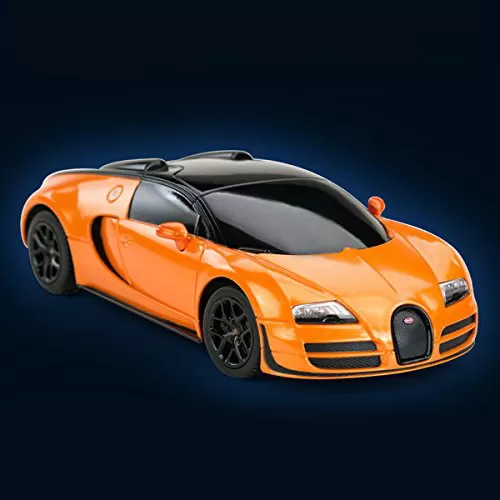 MAȘINĂ CU TELECOMANDĂ BUGATTI GRAND SPORT VITESSE PORTOCALIU CU SCARA 1 LA 24