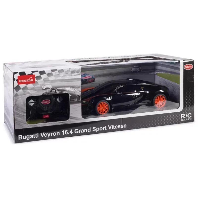 MAȘINĂ CU TELECOMANDĂ BUGATTI GRAND SPORT VITESSE NEGRU CU SCARA 1 LA 18