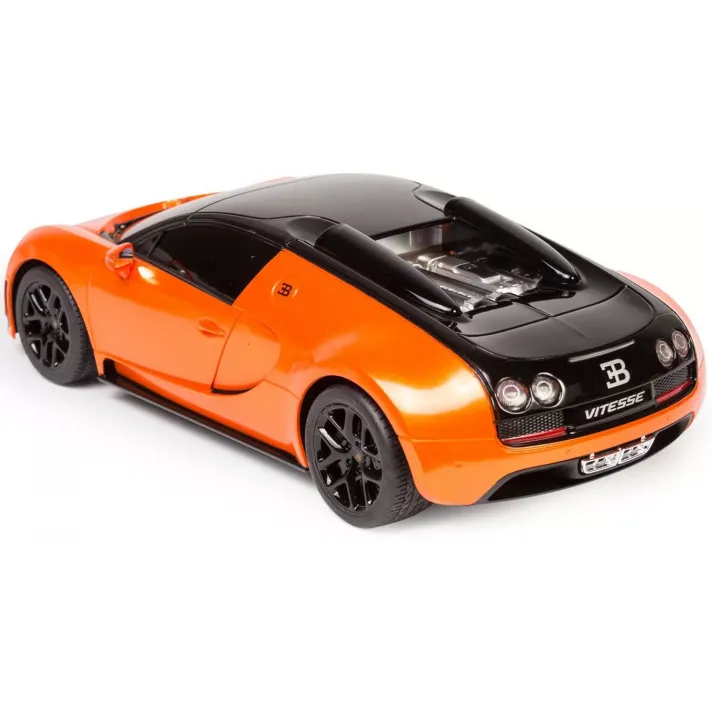 MAȘINĂ CU TELECOMANDĂ BUGATTI GRAND SPORT VITESSE PORTOCALIE CU SCARA 1 LA 18