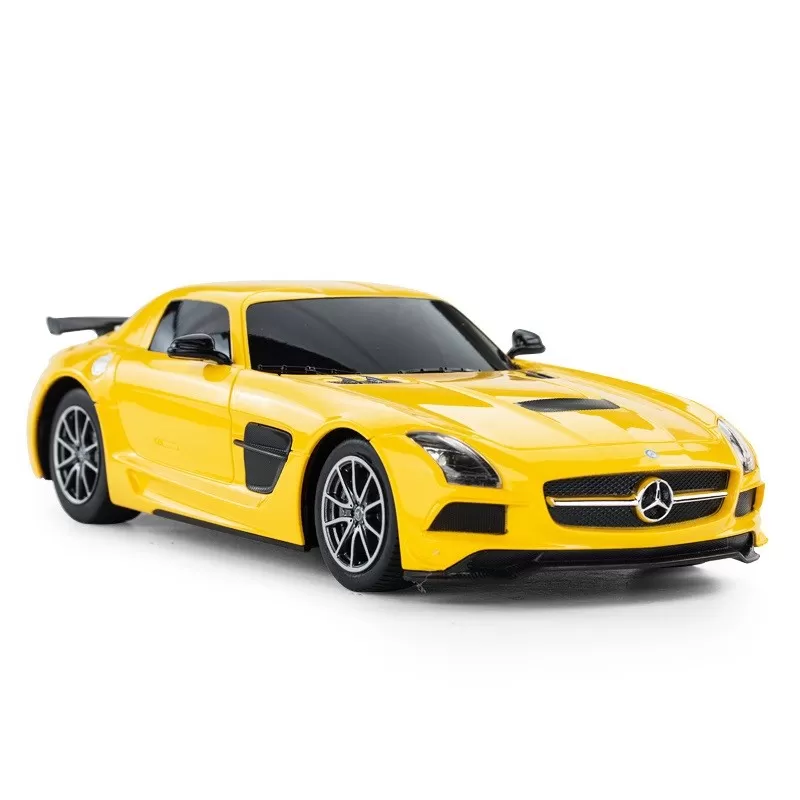 MAȘINĂ CU TELECOMANDĂ MERCEDES-BENZ SLS AMG GALBENA CU SCARA 1 LA 18