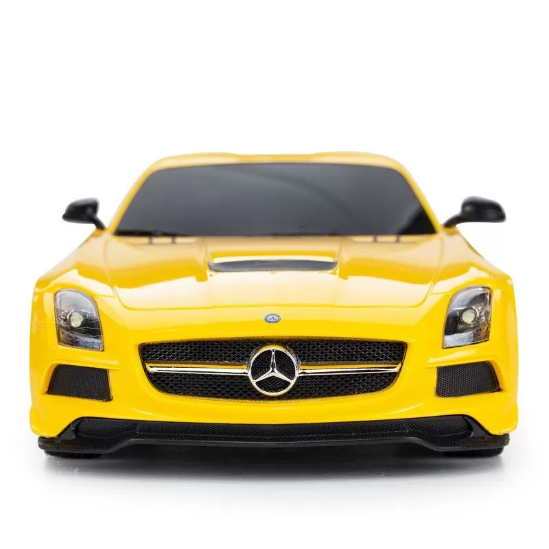 MAȘINĂ CU TELECOMANDĂ MERCEDES-BENZ SLS AMG GALBENA CU SCARA 1 LA 18