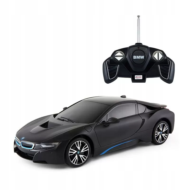 MAȘINĂ CU TELECOMANDĂ BMW i8 NEGRU CU SCARA 1 LA 18