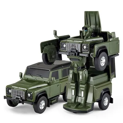 MAȘINUȚĂ METALICĂ CONVERTIBILA LAND ROVER DEFENDER VERDE CU SCARA 1 LA 32