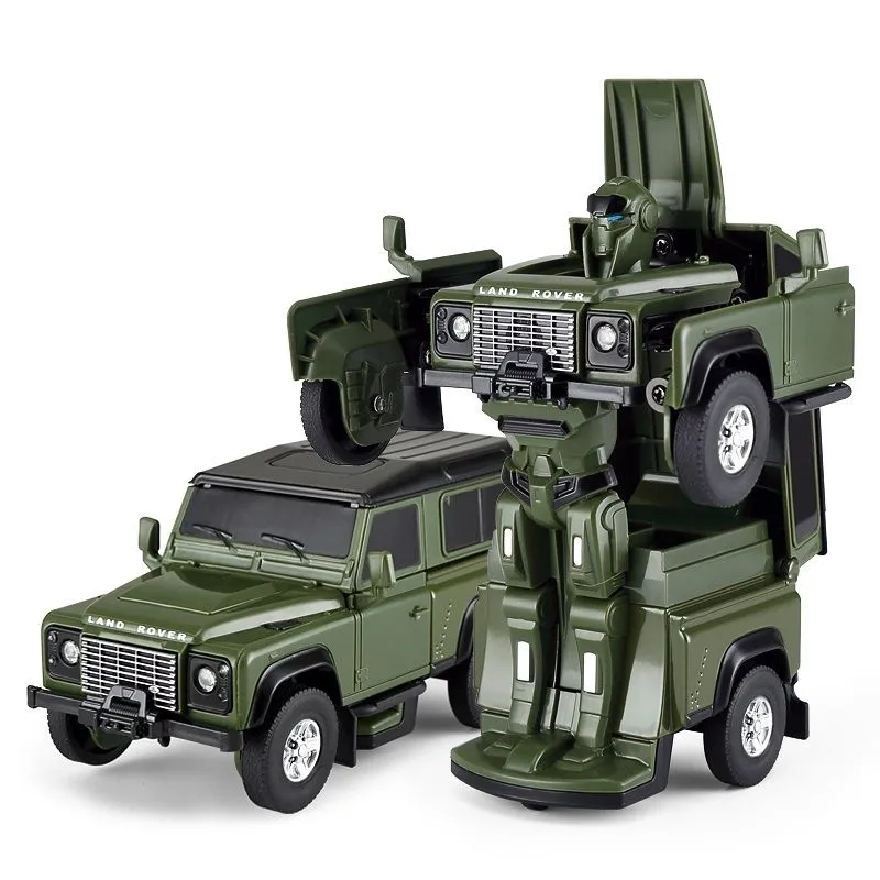 MAȘINUȚĂ METALICĂ CONVERTIBILA LAND ROVER DEFENDER VERDE CU SCARA 1 LA 32