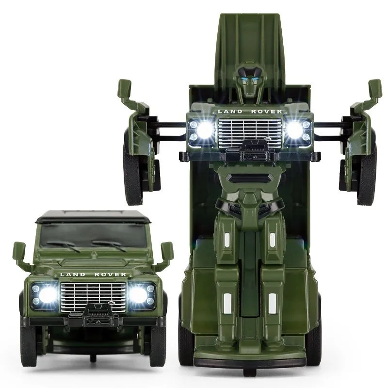 MAȘINUȚĂ METALICĂ CONVERTIBILA LAND ROVER DEFENDER VERDE CU SCARA 1 LA 32